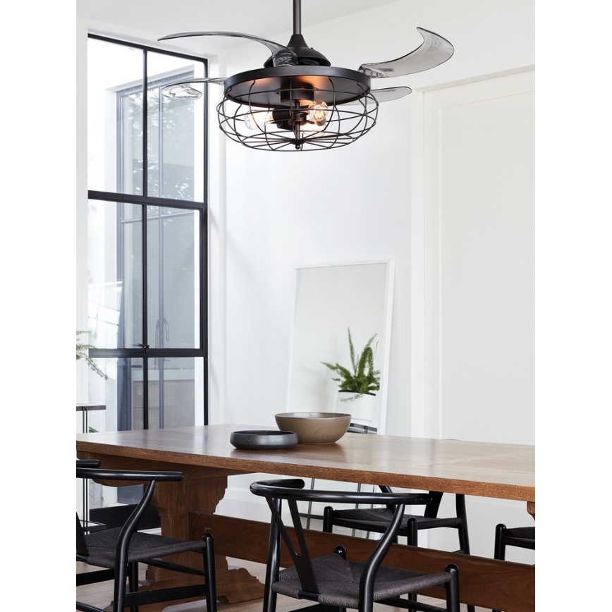 FANAWAY 212920 - LED Kattoilmaisin INDUSTRI 3xE27/4W/230V musta + kaukosäädin