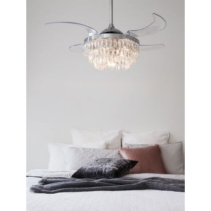 FANAWAY 212923 - LED-kattotuuletin VEIL 6xE14/4,5W/230V kiiltävä kromi + kaukosäädin