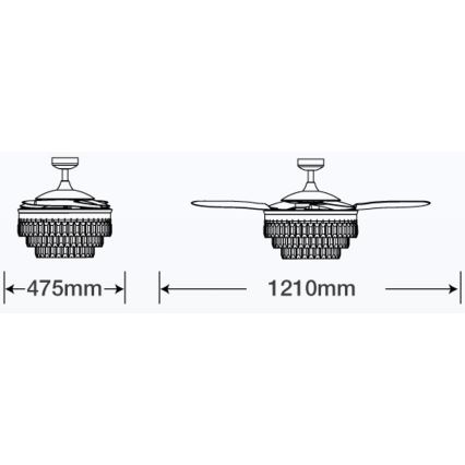 FANAWAY 212923 - LED-kattotuuletin VEIL 6xE14/4,5W/230V kiiltävä kromi + kaukosäädin