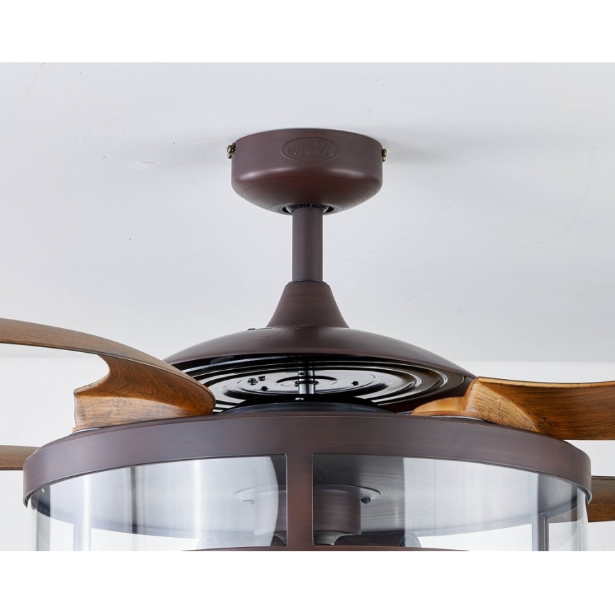 FANAWAY 212925 - LED Kattoilmaisin CLASSIC 3xE27/4W/230V ruskea + kaukosäädin