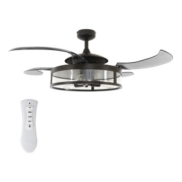 FANAWAY 212927 - LED-kattotuuletin CLASSIC 3xE27/4W/230V, musta, halkaisija 112 cm + kaukosäädin