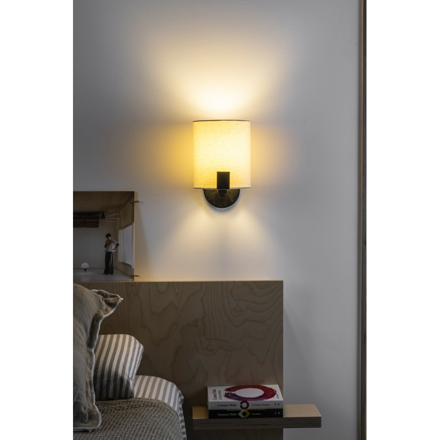 FARO 20053 - LED-seinävalaisin NILA 1xE27/15W/230V + LED/3W kerma/musta