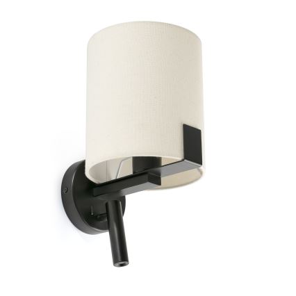 FARO 20053 - LED-seinävalaisin NILA 1xE27/15W/230V + LED/3W kerma/musta