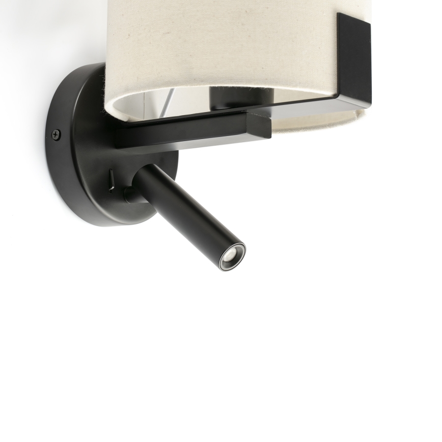 FARO 20053 - LED-seinävalaisin NILA 1xE27/15W/230V + LED/3W kerma/musta