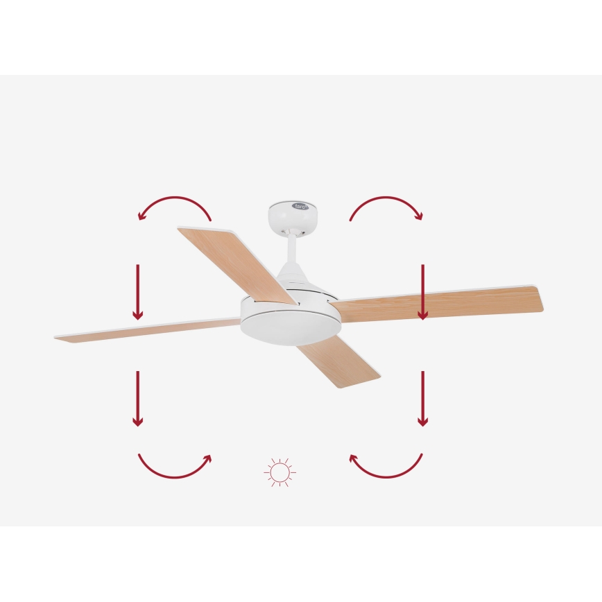 FARO 33350DC - Kattotuuletin MALLORCA L valkoinen/ruskea + kauko-ohjaus