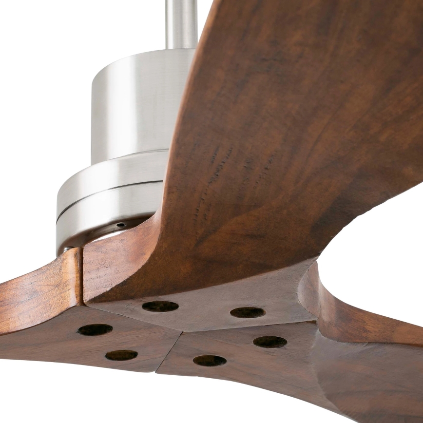 FARO 33370DC - Kattoilmaisin LANTAU ruskea/matattu kromi Ø 132 cm + kaukosäädin