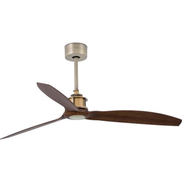 FARO 33398WT - Kattotuuletin JUST FAN M halkaisija 128 cm ruskea/messinki Wi-Fi Tuya + kaukosäädin