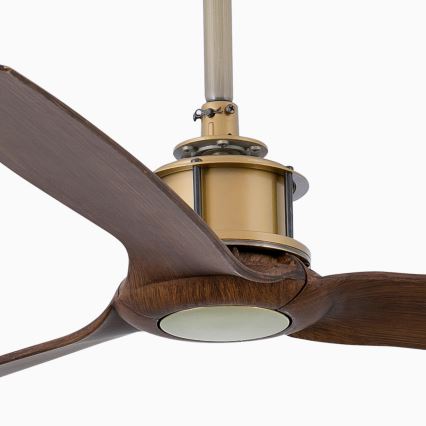 FARO 33398WT - Kattotuuletin JUST FAN M halkaisija 128 cm ruskea/messinki Wi-Fi Tuya + kaukosäädin