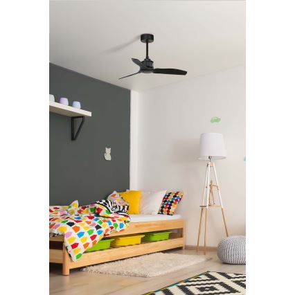 FARO 33424WT - Kattotuuletin JUST FAN S, Ø 81 cm, musta, Wi‑Fi Tuya + kaukosäädin