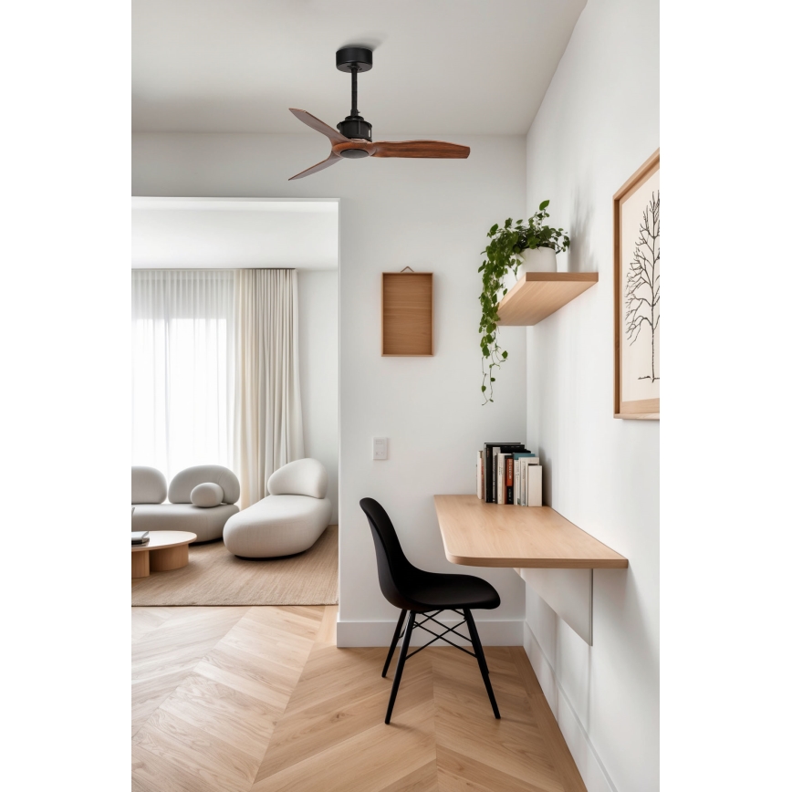 FARO 33425WT - Kattotuuletin JUST FAN S halkaisija 81 cm ruskea/musta Wi-Fi Tuya + kaukosäädin