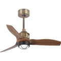 FARO 33428WT1N - himmennettävä LED-kattotuuletin JUST FAN, 16 W/230 V, halkaisija 81 cm, ruskea/messinki, Wi-Fi Tuya + kaukosäädin