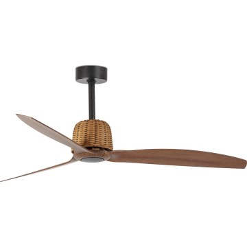 FARO 33435 - Kattotuuletin WEAVER M Ø 128 cm ruskea/musta + kaukosäädin