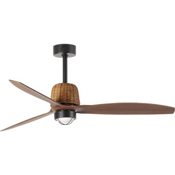 FARO 33435WT1N - LED-himmennettävä kattotuuletin WEAVER M LED/16W/230V halkaisija 128 cm ruskea/musta Wi-Fi Tuya + kaukosäädin