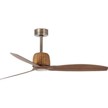 FARO 33436 - Kattotuuletin WEAVER M halkaisija 128 cm messinki/musta + kaukosäädin