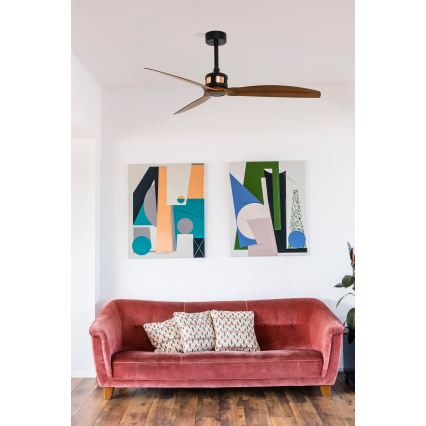 FARO 33451WT - Kattotuuletin COPPER FAN M, halkaisija 128 cm, ruskea/musta, Wi‑Fi (Tuya) + kaukosäädin