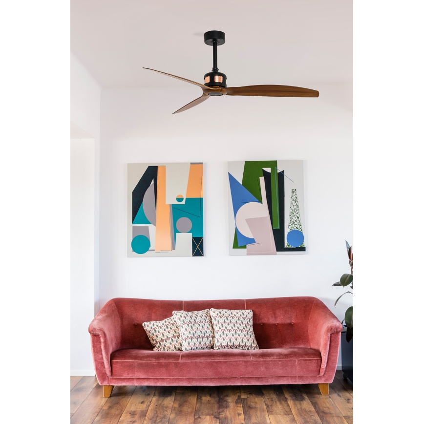 FARO 33451WT - Kattotuuletin COPPER FAN M, halkaisija 128 cm, ruskea/musta, Wi‑Fi (Tuya) + kaukosäädin