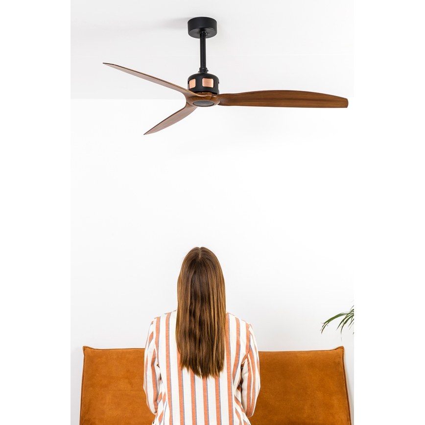 FARO 33451WT - Kattotuuletin COPPER FAN M, halkaisija 128 cm, ruskea/musta, Wi‑Fi (Tuya) + kaukosäädin