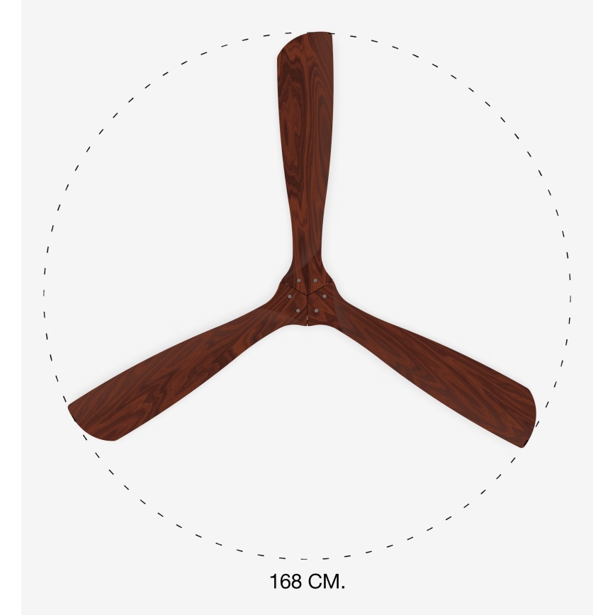 FARO 33464DC - Kattotuuletin LANTAU XL ruskea/mattakromi halkaisija 168 cm + kauko-ohjaus