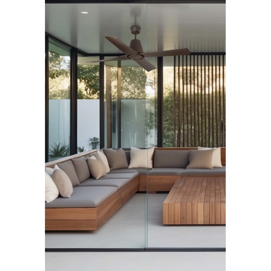 FARO 33490 - Kattoilmaisin TYPHOON IP44 ruskea + kaukosäädin