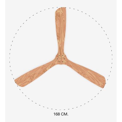 FARO 33504DC - LANTAU XL kattotuuletin puu/matattu kromi, halkaisija 168 cm + kaukosäädin