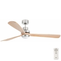 FARO 33505DC - LED-kattotuuletin LANTAU XL LED/15W/230V puu/matattu kromi Ø 168 cm + kaukosäädin