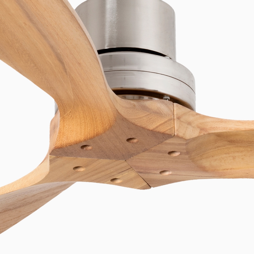 FARO 33509DC - Kattoilmaisin MINI LANTAU mattakromi/puu halkaisija 107 cm + kaukosäädin