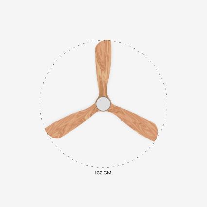 FARO 33560DC - LED Kattotuuletin LANTAU LED/15W/230V puu/kromi + kauko-ohjaus