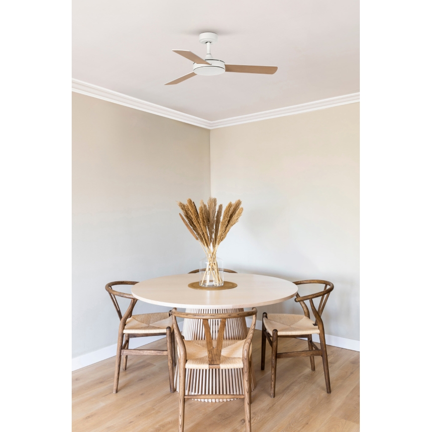 FARO 33603DCWT - Kattotuuletin MINI MALLORCA S ruskea/valkoinen halkaisija 106 cm Wi-Fi Tuya + kauko-ohjaus