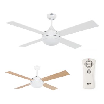 FARO 33700 - Kattotuuletin ICARIA kaukosäätimellä 2xE27/20W/230V valkoinen