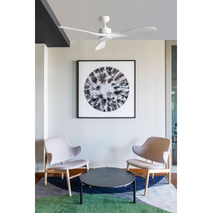 FARO 33750DCWT - Kattotuuletin LUZON L valkoinen halkaisija 132 cm Wi-Fi Tuya + kauko-ohjaus