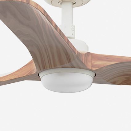 FARO 33805WT-1TW - LED-himmennettävä kattotuuletin HEYWOOD S LED/10W/230V 2700/3000/4000K puu/valkoinen halkaisija 90 cm Wi-Fi Tuya + kaukosäädin