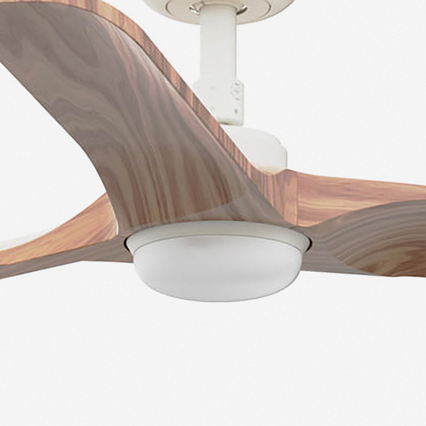 FARO 33805WT-1TW - LED-himmennettävä kattotuuletin HEYWOOD S LED/10W/230V 2700/3000/4000K puu/valkoinen halkaisija 90 cm Wi-Fi Tuya + kaukosäädin