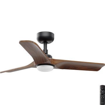FARO 33806-1TW - LED-himmennettävä kattotuuletin HEYWOOD S LED/10W/230V 2700/3000/4000K puu/musta halkaisija 90 cm + kaukosäädin