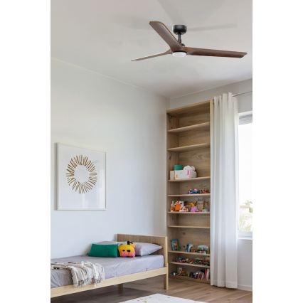 FARO 33809WT1S - himmennettävä LED-kattotuuletin HEYWOOD L LED/10W/230V 2700/3000/4000K halkaisija 132 cm puu/musta Wi-Fi Tuya + kaukosäädin
