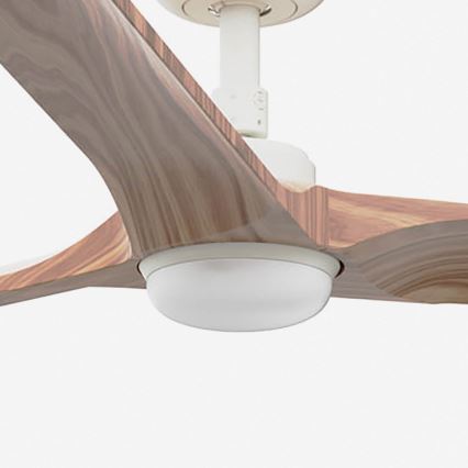 FARO 33810-1TW - Himennettävä LED-kattotuuletin HEYWOOD L LED/10W/230V 2700/3000/4000K puu/valkoinen, halkaisija 132 cm + kaukosäädin