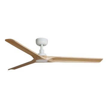 FARO 33810WT - Kattoilmaisin HEYWOOD L puu/valkoinen halk. 132 cm Wi-Fi Tuya + kaukosäädin