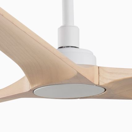 FARO 33810WT - Kattoilmaisin HEYWOOD L puu/valkoinen halk. 132 cm Wi-Fi Tuya + kaukosäädin