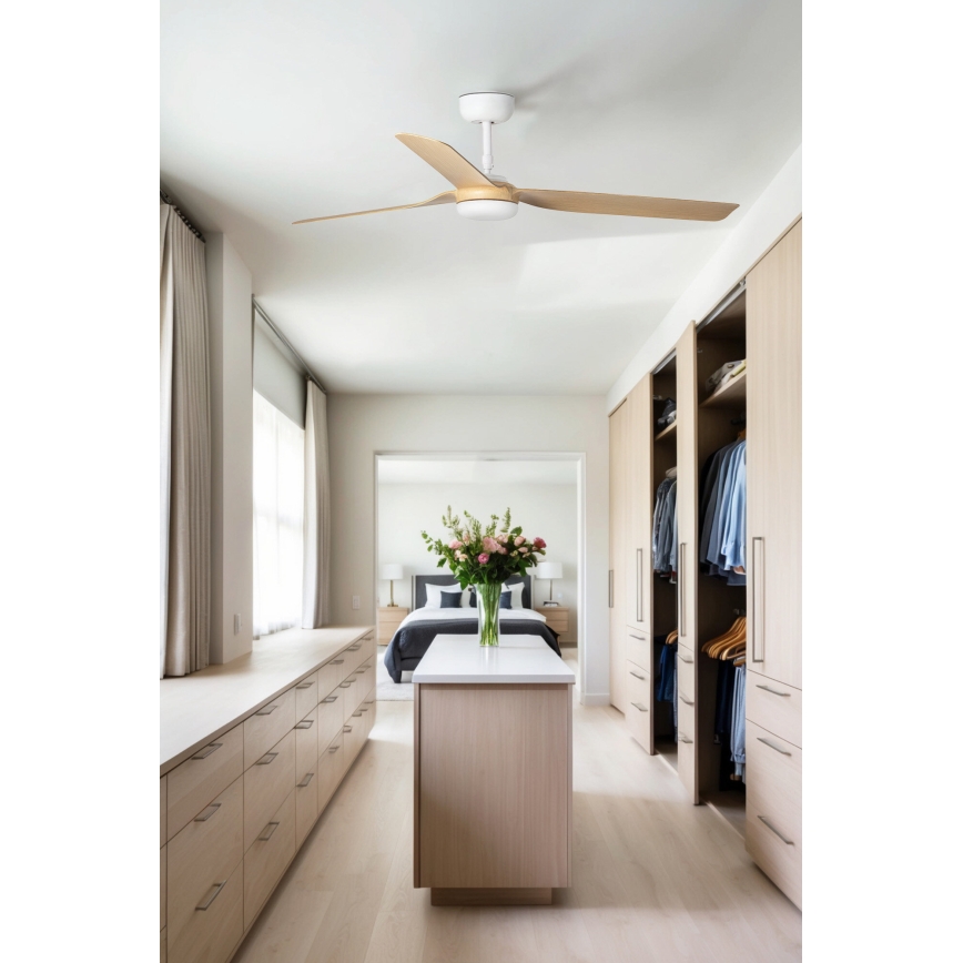 FARO 33816WT - Kattotuuletin PUNT M ruskea/valkoinen halkaisija 132 cm Wi-Fi Tuya + kauko-ohjaus