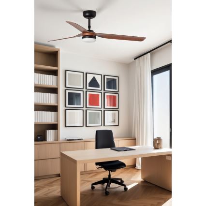 FARO 33817WT-21 - Himmennettävä LED-kattotuuletin PUNT M LED/18W/230V ruskea/musta halkaisija 132 cm Wi-Fi Tuya + kaukosäädin