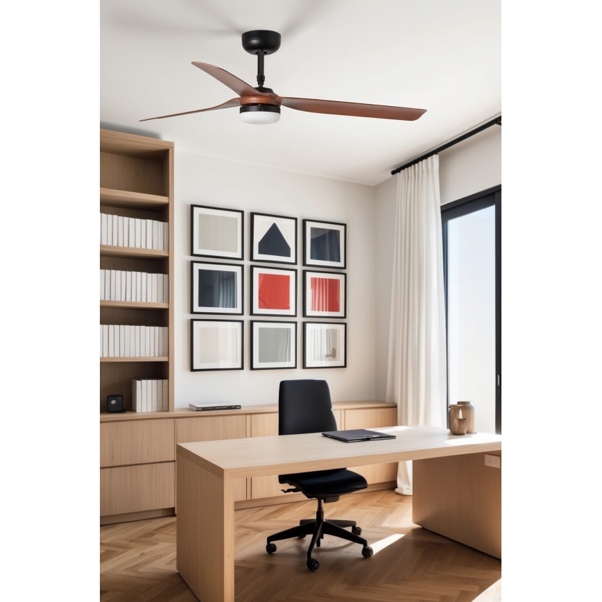 FARO 33817WT-21 - Himmennettävä LED-kattotuuletin PUNT M LED/18W/230V ruskea/musta halkaisija 132 cm Wi-Fi Tuya + kaukosäädin