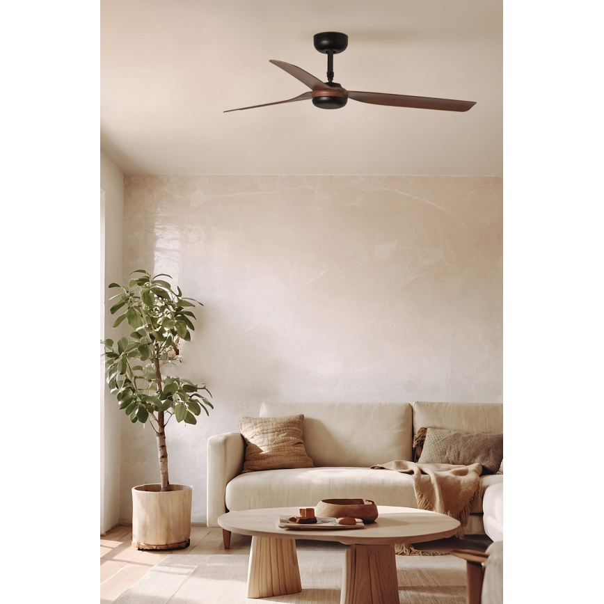 FARO 33817WT - Kattotuuletin PUNT M ruskea/musta halkaisija 132 cm Wi-Fi Tuya + kauko-ohjaus