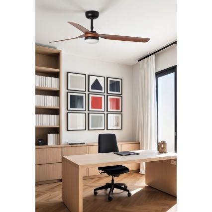 FARO 33817WT1S - himmennettävä LED-kattotuuletin PUNT M LED/18W/230V 2700/3000/4000K halkaisija 132 cm ruskea/musta Wi-Fi Tuya + kaukosäädin
