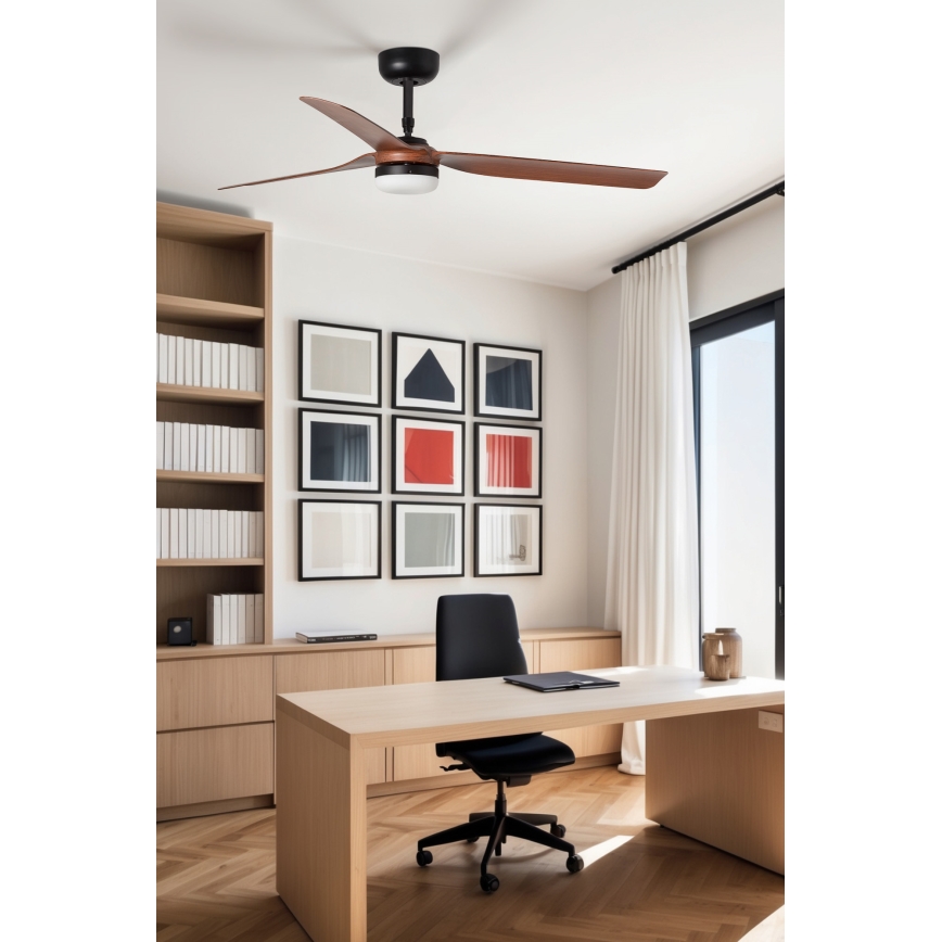 FARO 33817WT1S - himmennettävä LED-kattotuuletin PUNT M LED/18W/230V 2700/3000/4000K halkaisija 132 cm ruskea/musta Wi-Fi Tuya + kaukosäädin