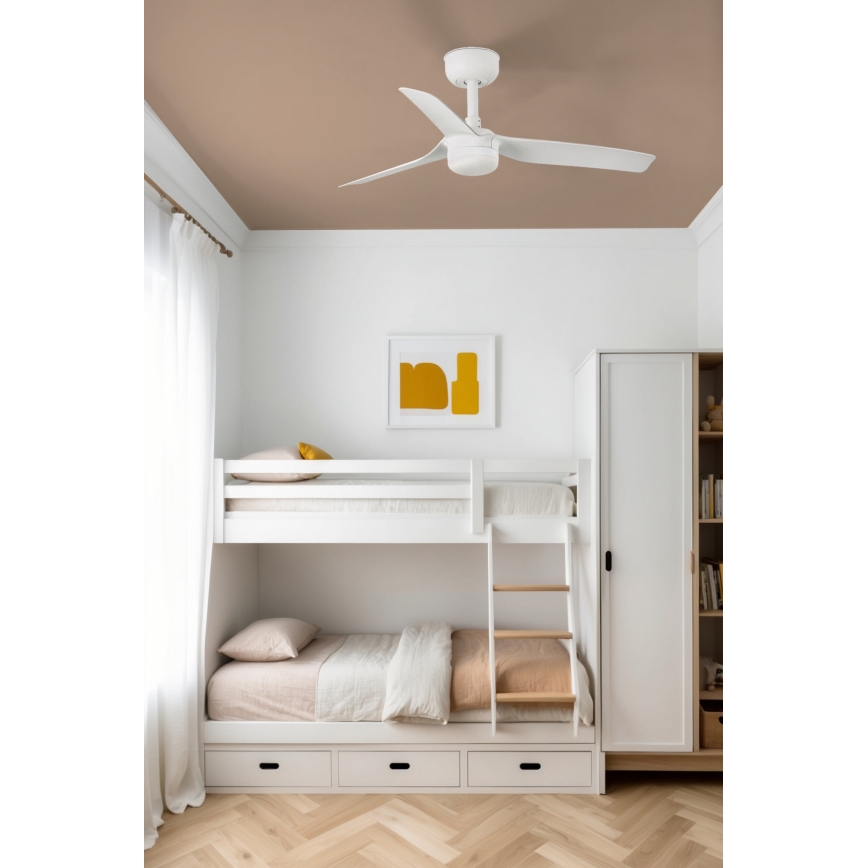 FARO 33820WT-1TW - Himmennettävä LED-kattotuuletin MINI PUNT S LED/10W/230V 2700/3000/4000K valkoinen Ø 90 cm Wi‑Fi Tuya + kaukosäädin