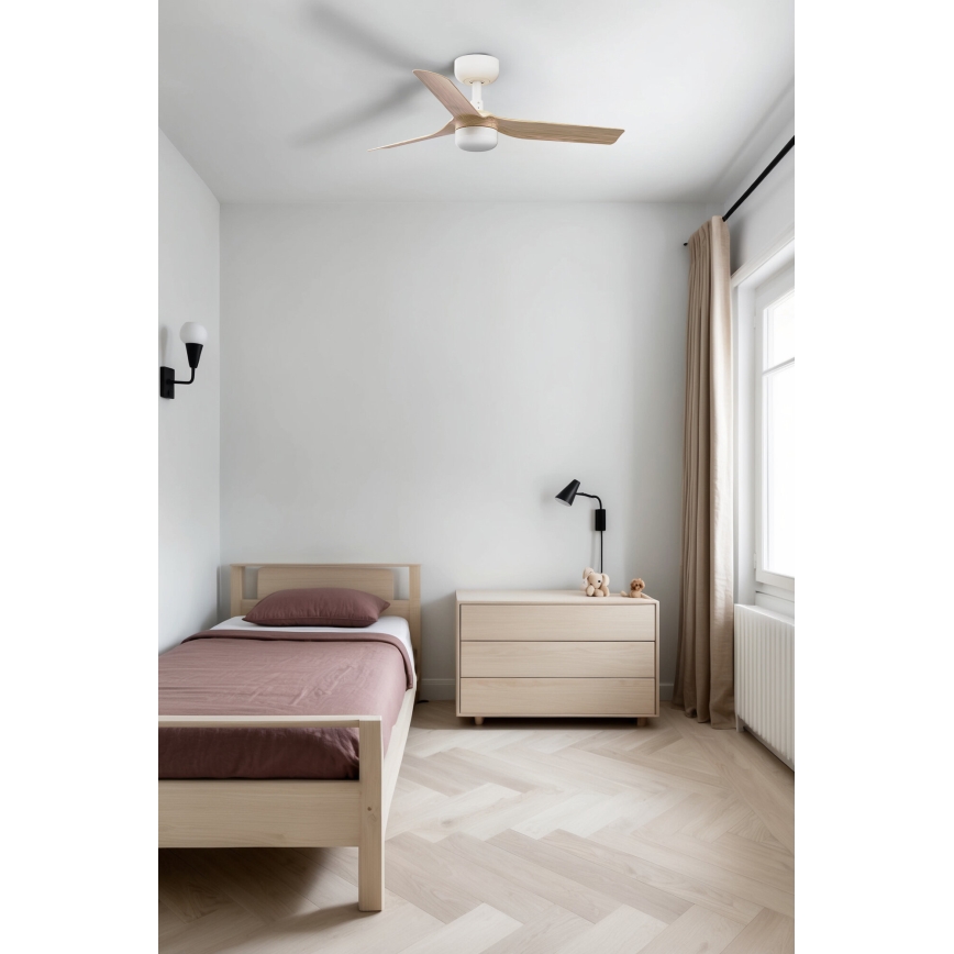 FARO 33821-1TW - LED himmennettävä kattotuuletin MINI PUNT S LED/10W 2700/4000/6000K puu/valkoinen halkaisija 90 cm + kauko-ohjaus