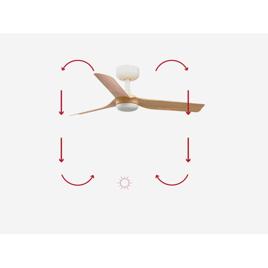 FARO 33821 - Kattoilmaisin MINI PUNT S ruskea/valkoinen Ø 90 cm + kaukosäädin