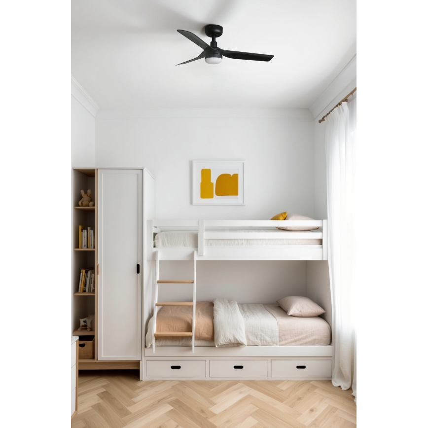 FARO 33822-1TW - LED-himmennettävä kattotuuletin MINI PUNT, LED 10 W, 2700/3000/4000 K, musta, Ø 90 cm + kaukosäädin