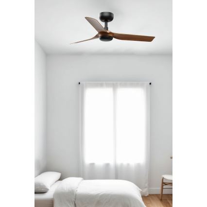 FARO 33823WT - Kattotuuletin MINI PUNT S ruskea/musta halkaisija 90 cm Wi-Fi Tuya + kauko-ohjaus