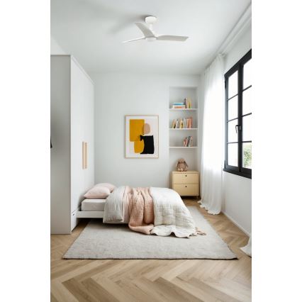 FARO 33824-1TW - LED-himmennettävä kattotuuletin HEY S LED/10W/230V 2700/3000/4000K, valkoinen, halkaisija 90 cm + kaukosäädin