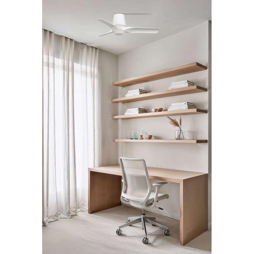 FARO 33826-1TW - LED-himmennettävä kattotuuletin HEY TUB S LED/10W/230V 2700/3000/4000K valkoinen halkaisija 90 cm + kaukosäädin